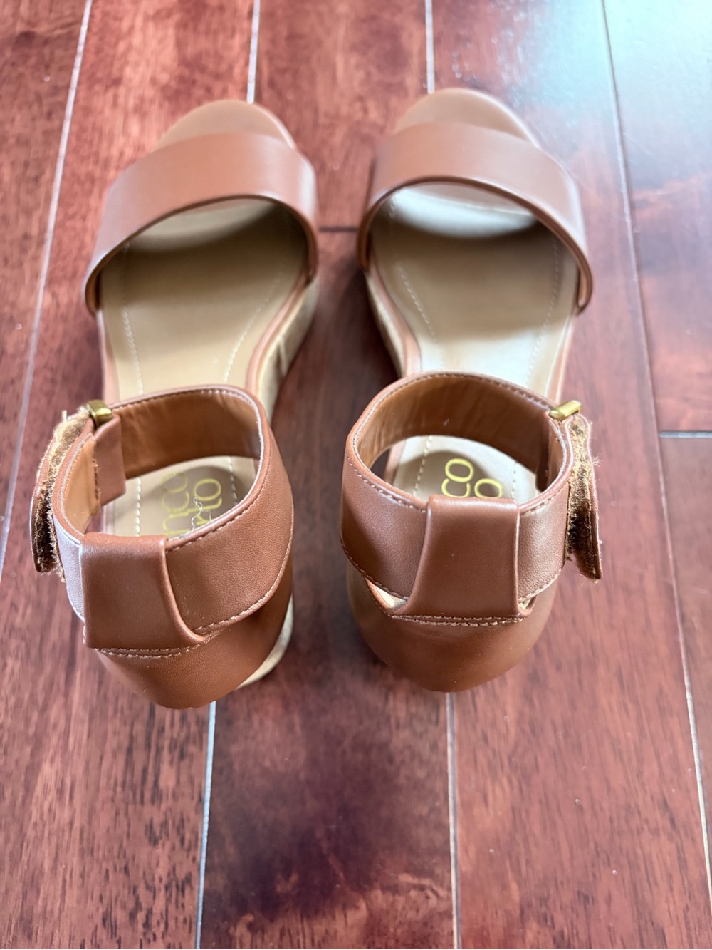 Franco Sarto Tan Leather Ankle-Strap Wedge Sandals - Picture 4 of 4